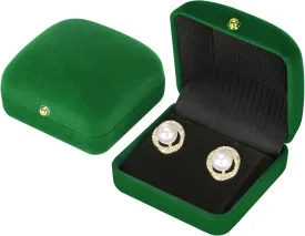 2 Pieces Velvet Earring Stud Gift Box, Jewelry Holder Display Case for Earring stud cufflinks, Earring Organizer Storage Box for Women Girl (Green)