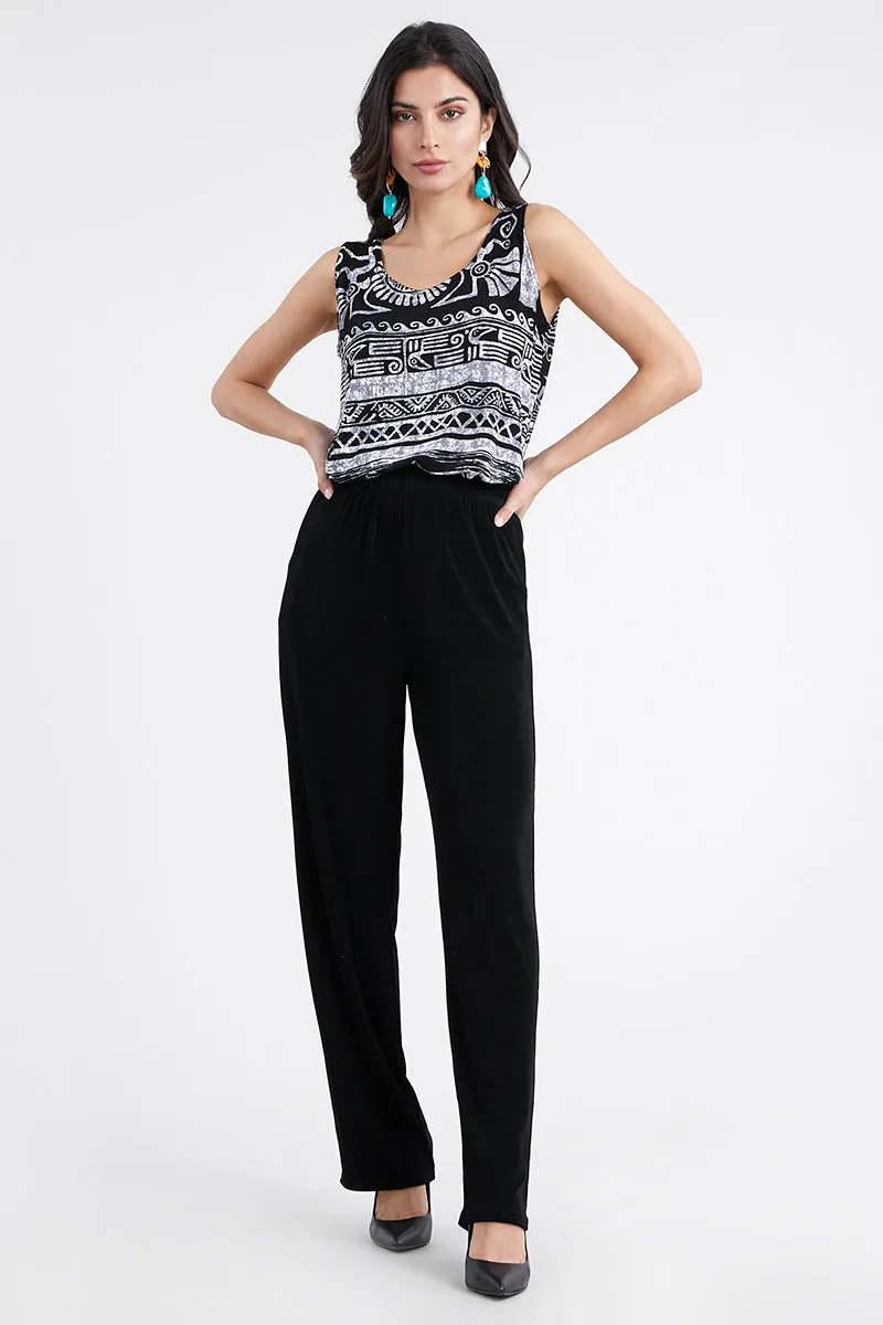 Acetate Non Iron Elastic Waist Full Length Pants-5000AY-ARS1
