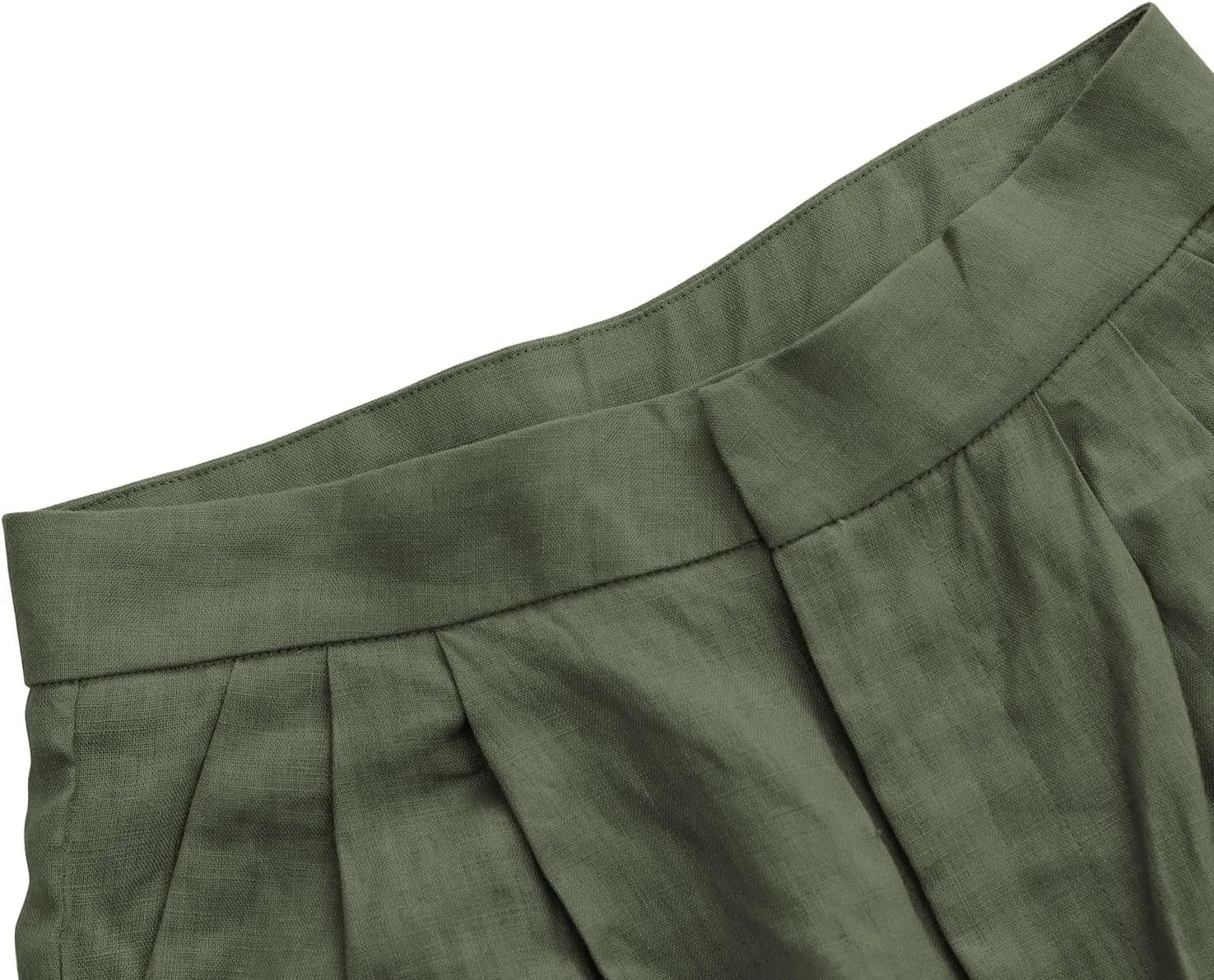 Amazhiyu Women's Linen Ankle Pants Pleated Front Wide Leg Straight Cropped Trouser