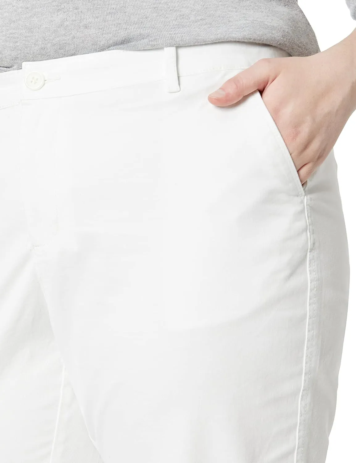 Amazon Essentials Women's Mid-Rise Slim-Fit Stretchy Cropped Tapered Leg Khaki Dress Pants (Available in Plus Size)