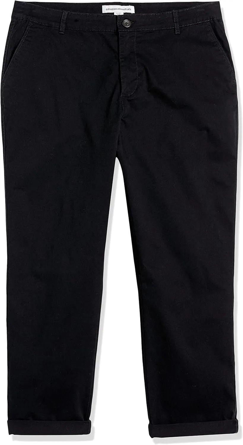 Amazon Essentials Women's Mid-Rise Slim-Fit Stretchy Cropped Tapered Leg Khaki Dress Pants (Available in Plus Size)