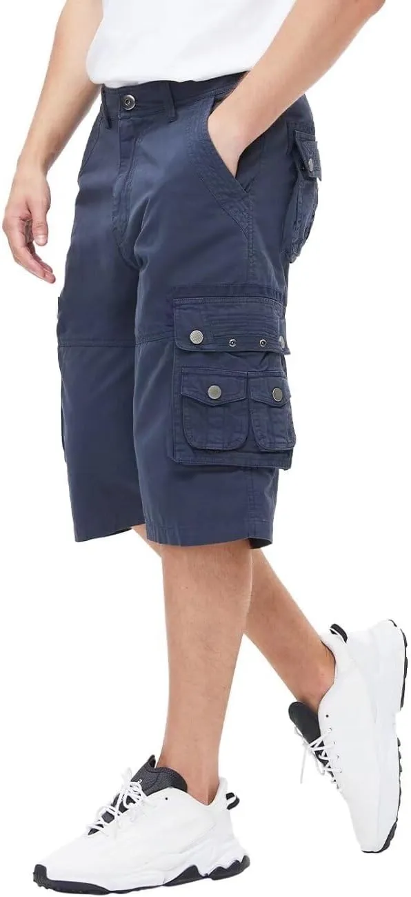 BEST SOUTH Men's Capri Long Twill Cargo Shorts Below Knee 13 Inches Cotton Relaxed Fit Casual Multi-Pocket