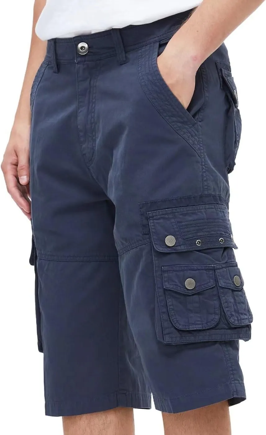 BEST SOUTH Men's Capri Long Twill Cargo Shorts Below Knee 13 Inches Cotton Relaxed Fit Casual Multi-Pocket