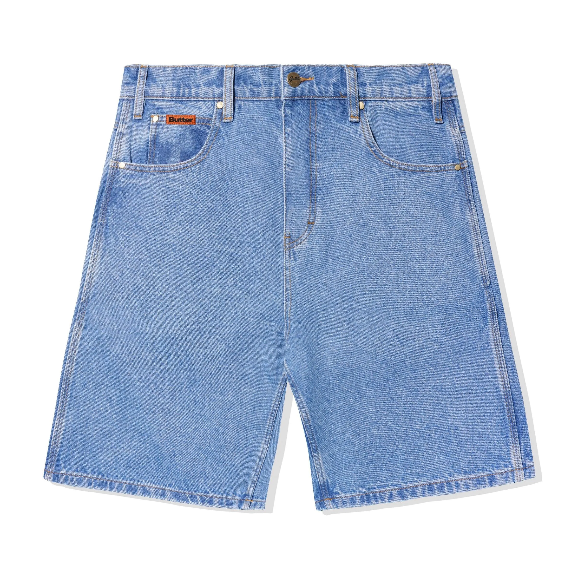 Butter Baggy Denim Shorts: Washed Indigo