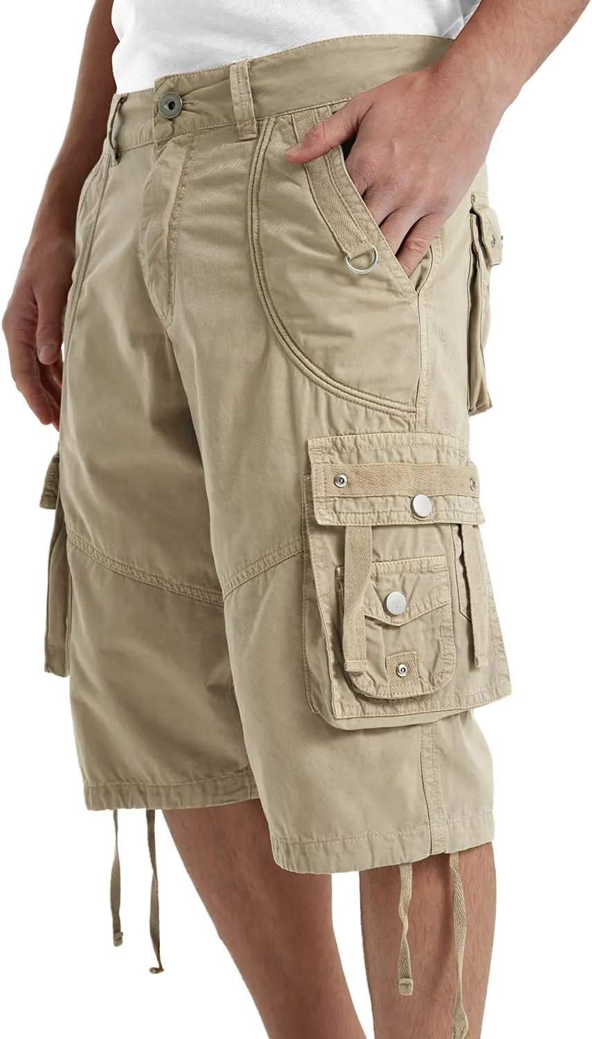 Cargo Shorts for Men Casual 3/4 Capri Pants with Pockets Long Below Knee Length Loose Fit Hiking Work