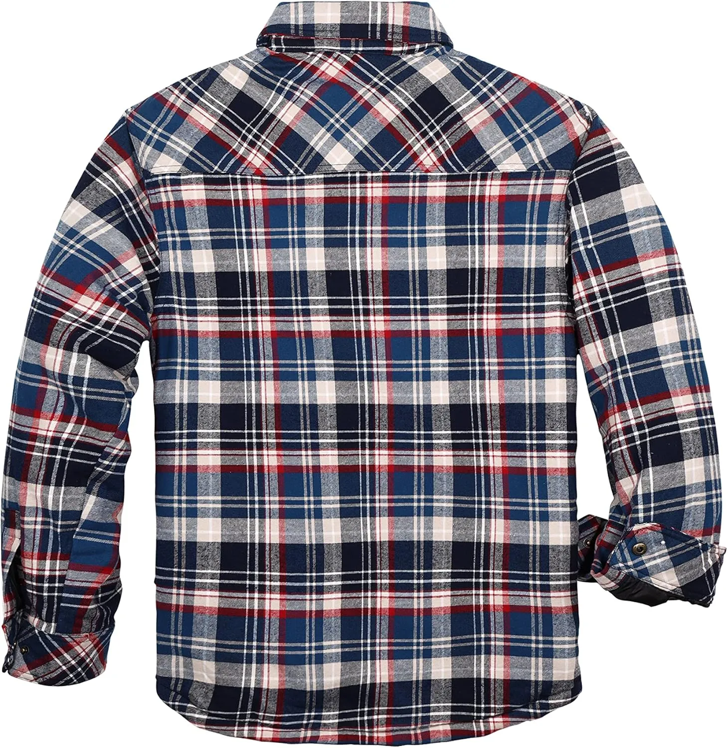 COEVALS CLUB Men's Flannel Jacket Sherpa Lined Quilted Cotton Snap Button Up Long Sleeve Shirts Hooded Coat