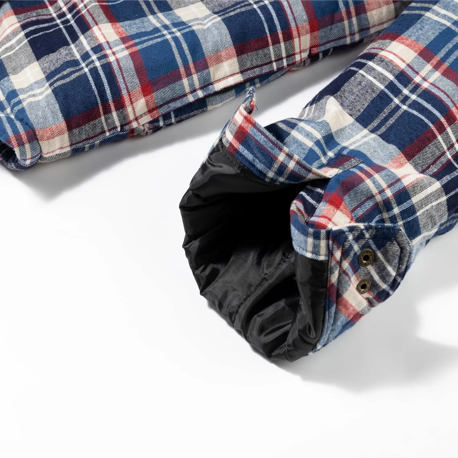 COEVALS CLUB Men's Flannel Jacket Sherpa Lined Quilted Cotton Snap Button Up Long Sleeve Shirts Hooded Coat