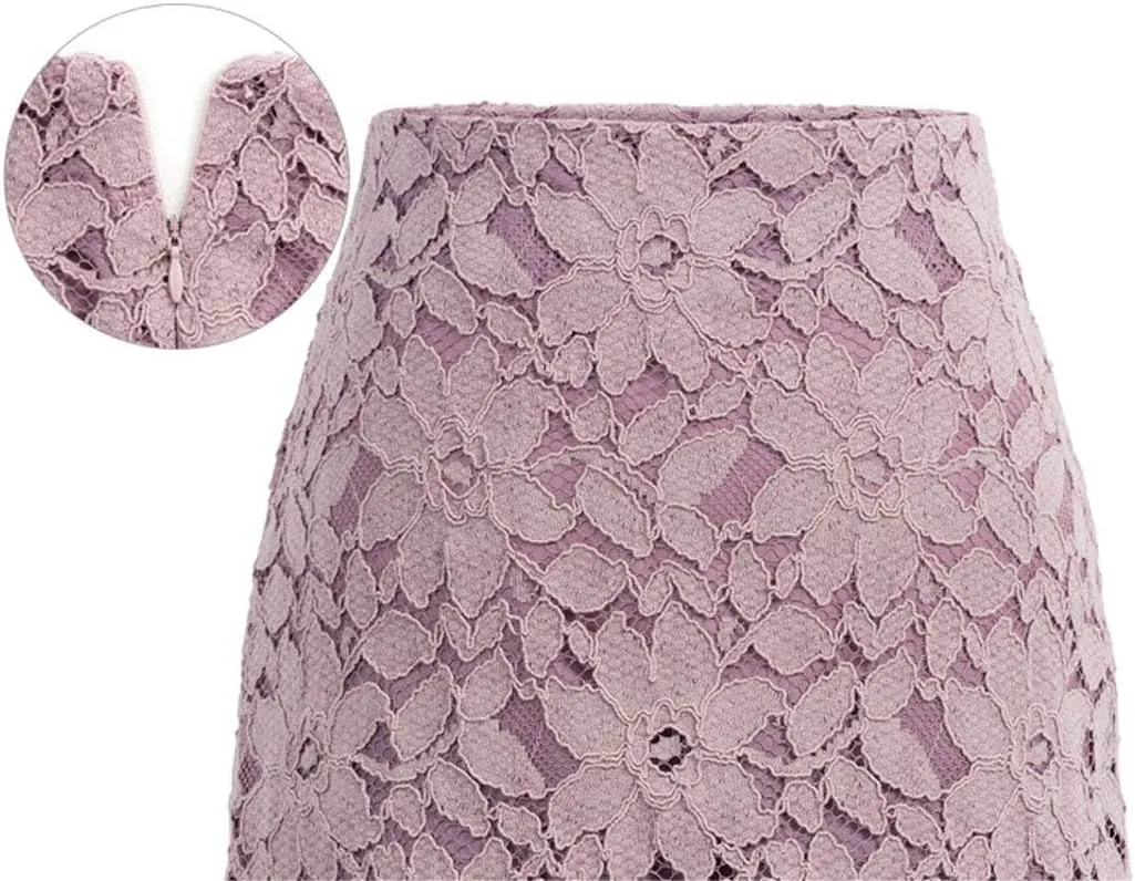 ebossy Women's Elegant Floral Lace Knee Length Pencil Skirt