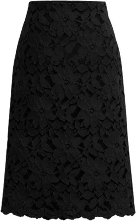 ebossy Women's Elegant Floral Lace Knee Length Pencil Skirt