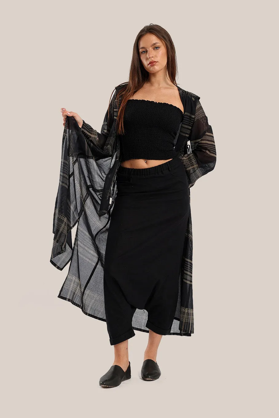 Harem pants with elastic waistline