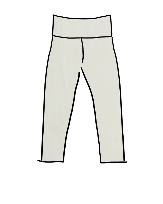 High Rise 3/4 Length Leggings Plain Vanilla