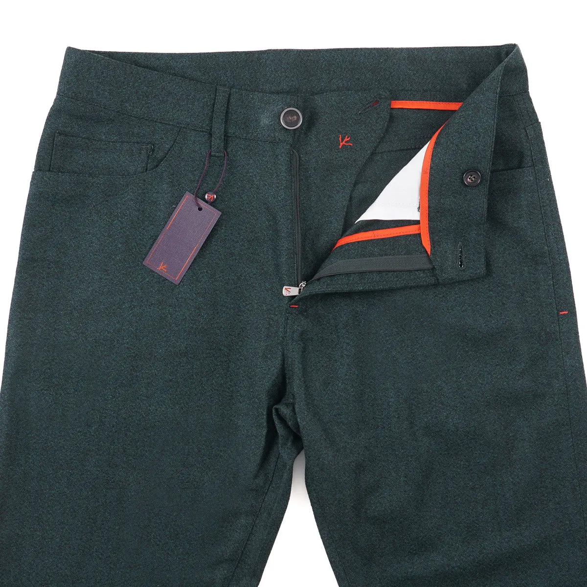 Isaia Slim-Fit Flannel Wool Jeans