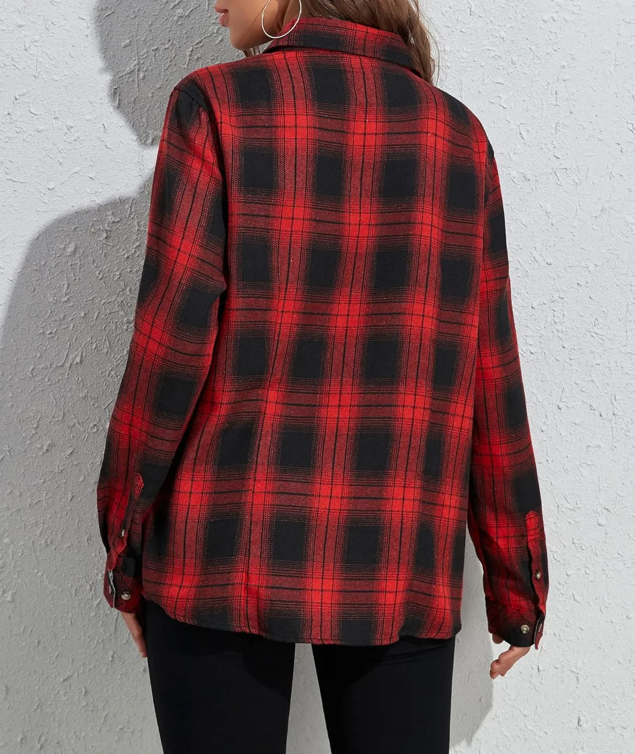 MARZXIN Plaid Flannel Shirt for Women Oversized Long Sleeve Button Down Shirts Casual Loose Blouse Tops