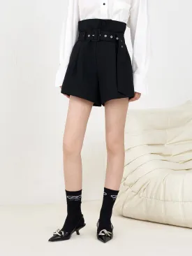 Paperbag High Waisted Belted Shorts