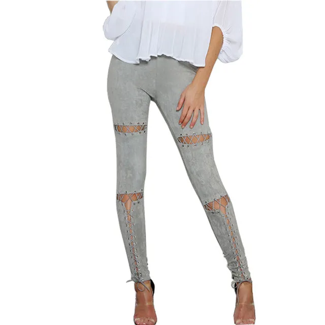 "Put in Work" lace up cutout leggings pants