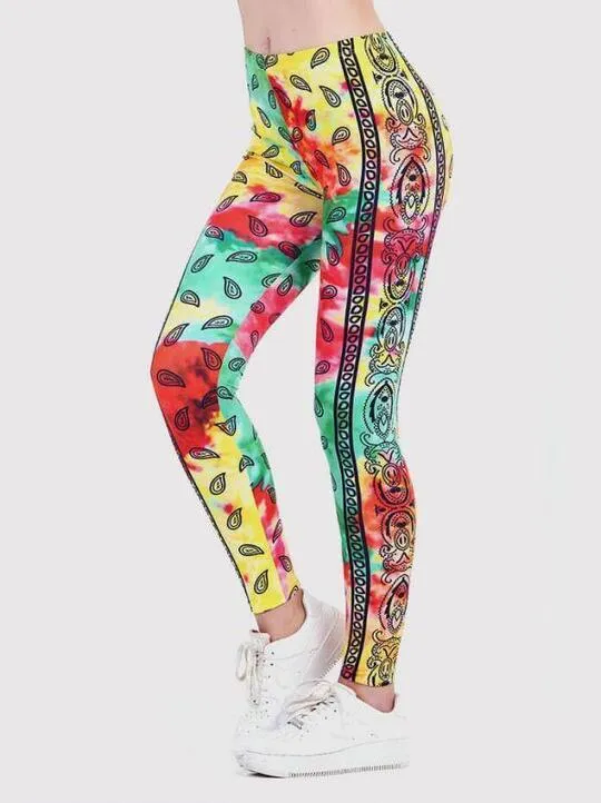 Regular Leggings (8-12 UK Size) - Bandana Tie Dye