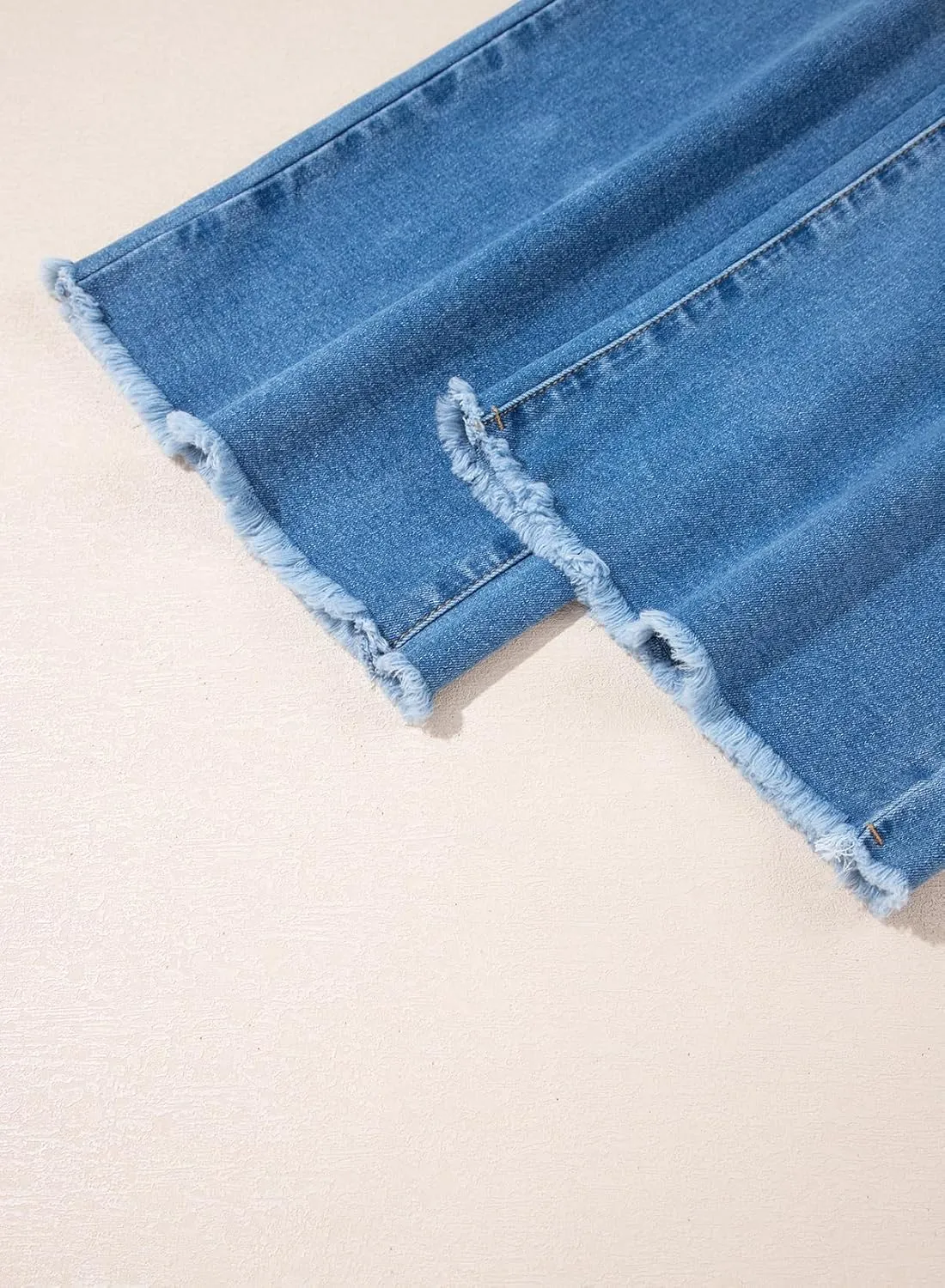 Sidefeel Women's Wide Leg Jeans High Waisted Stretchy Baggy Raw Hem Crossover Button Denim Pants