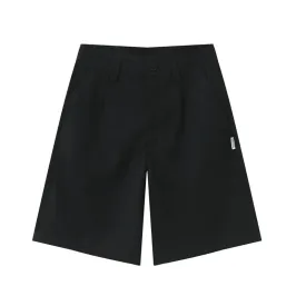 Simple Men's Casual Shorts Loose Zippers Solid Color Straight Wide Leg Male Trousers Summer Fashion 9C6261