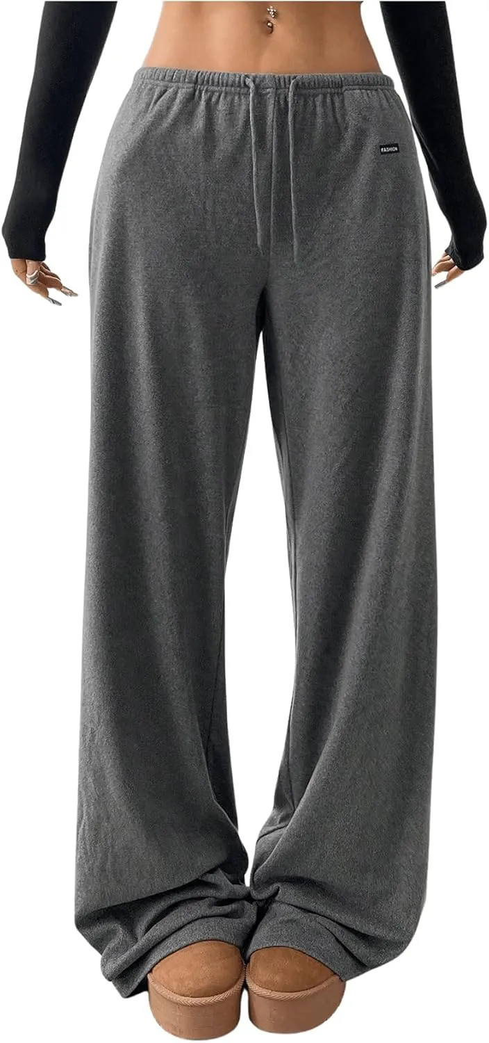 SOLY HUX Women's Drawstring Sweatpants Low Rise Baggy Wide Leg Pants with Pockets