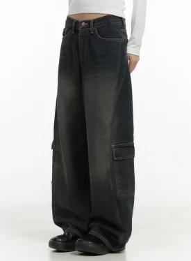 Tess Wide Cargo Denim Pants CO410