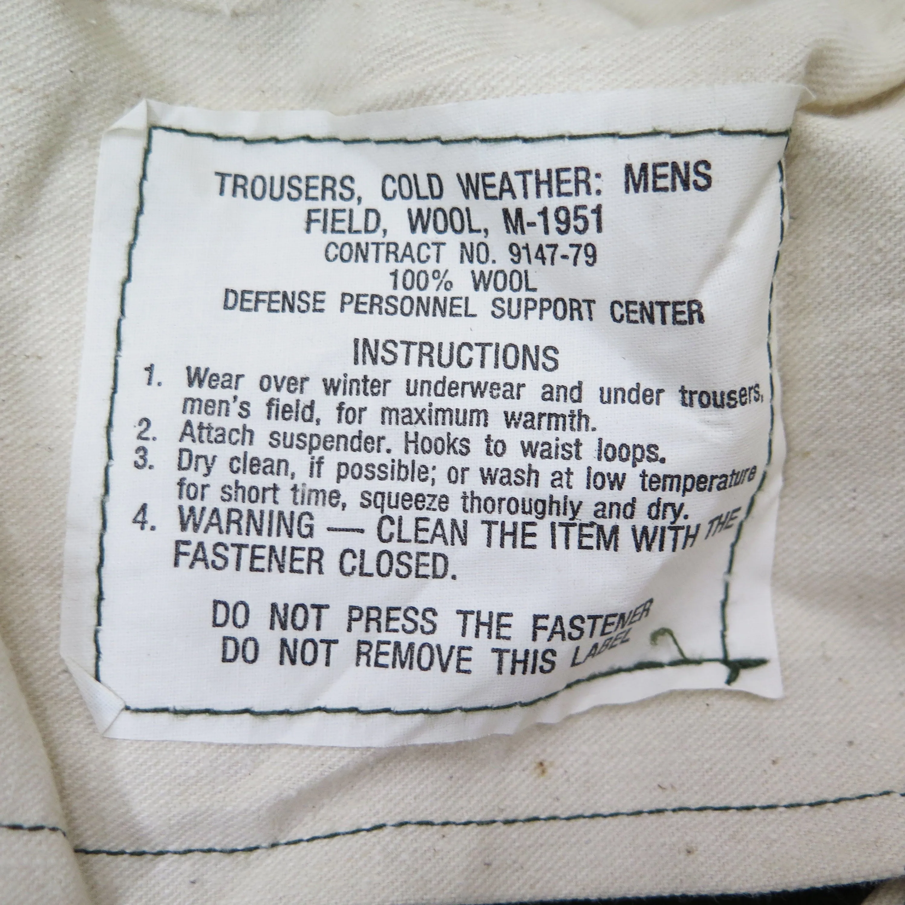 US ARMY FIELD TROUSERS PANTS M-1951 M51 50'S KOREAN WAR SIZE 35X28 MEDIUM SHORT