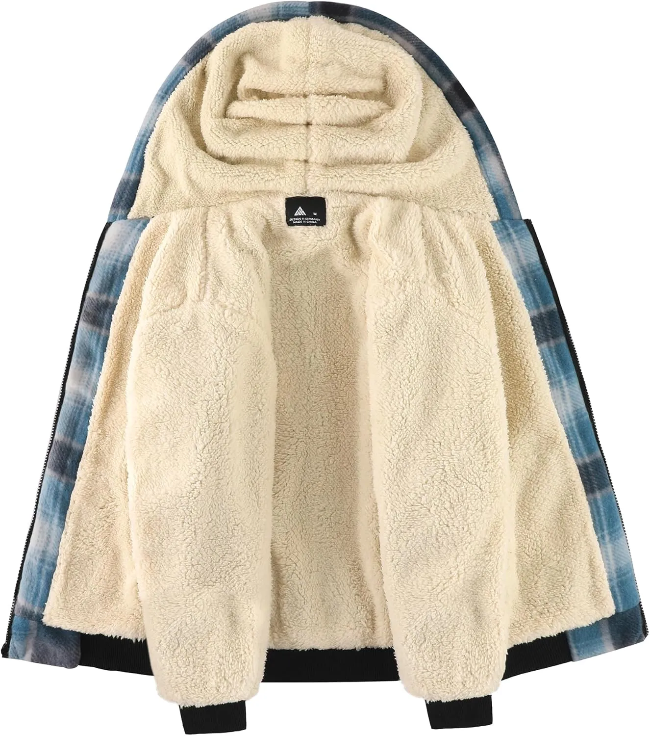 V VALANCH Boys Zipper Hoodie Kid Fleece Lined Plaid Flannel Jacket Winter Coat