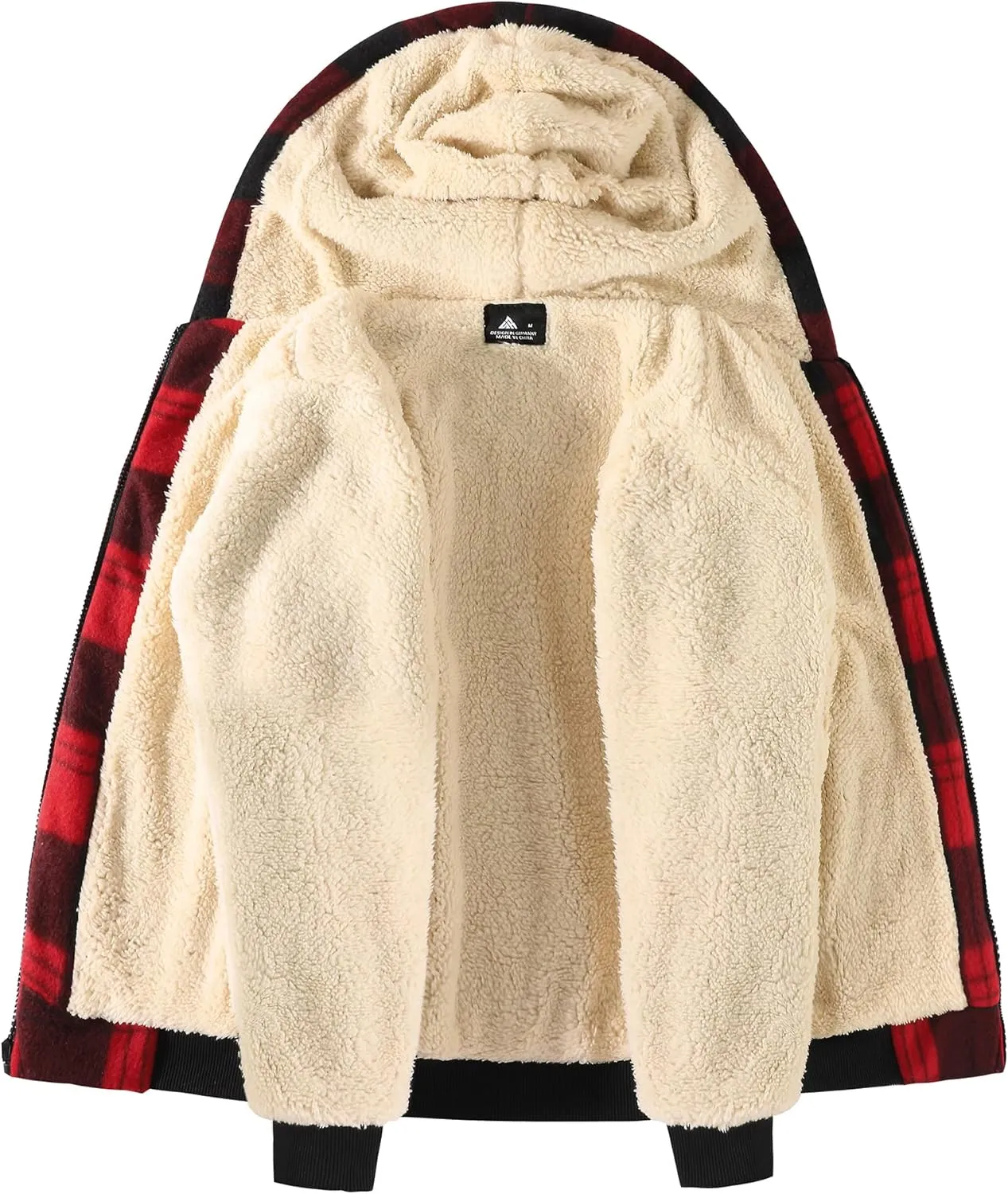 V VALANCH Boys Zipper Hoodie Kid Fleece Lined Plaid Flannel Jacket Winter Coat