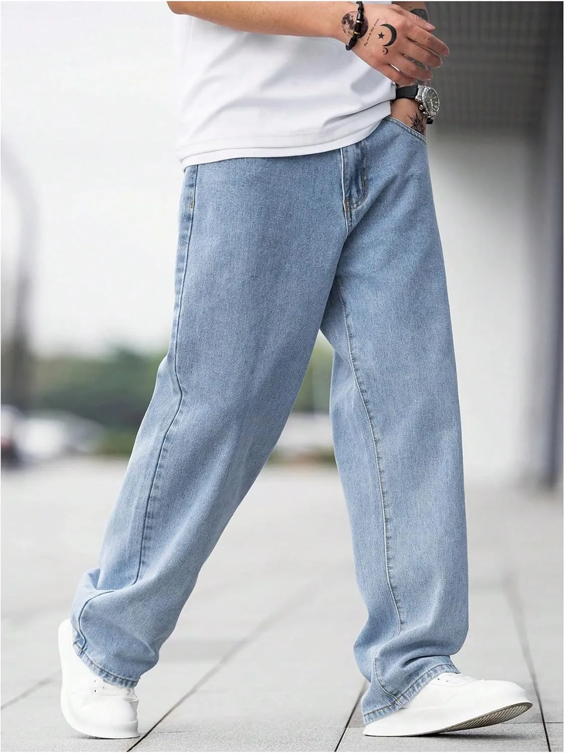 Verdusa Men's Casual Straight Leg Jeans Denim Pants Long Trousers