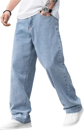Verdusa Men's Casual Straight Leg Jeans Denim Pants Long Trousers