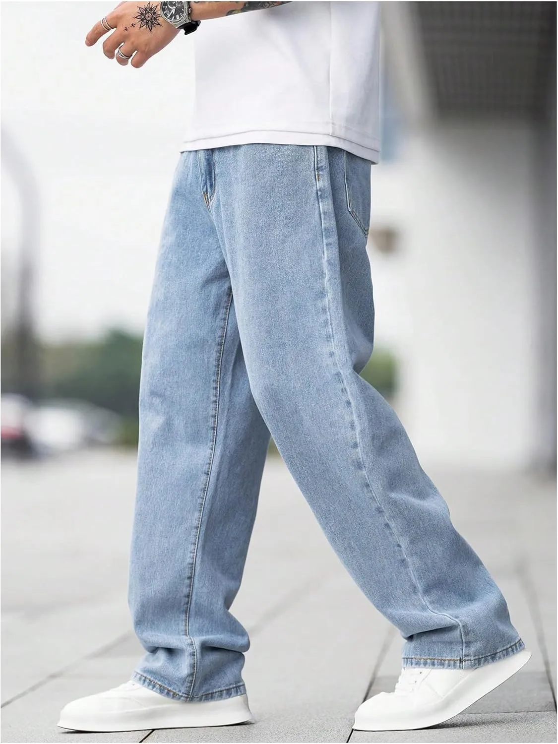 Verdusa Men's Casual Straight Leg Jeans Denim Pants Long Trousers