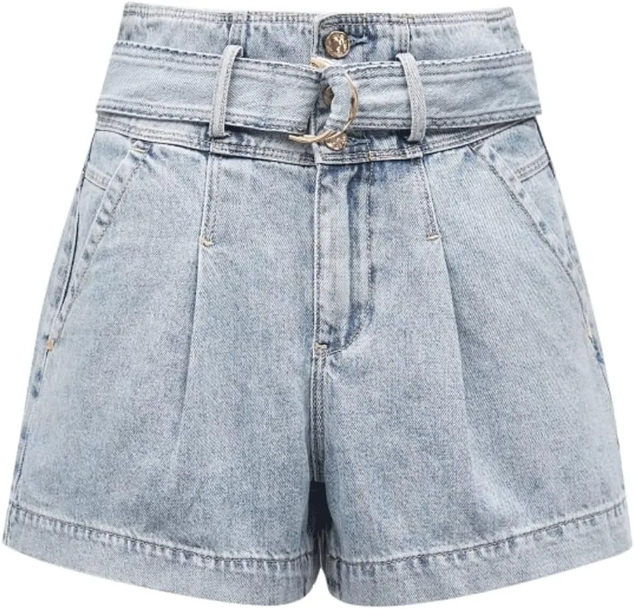 Women's Denim Shorts Sweet Belt A-line High Waist Shorts Jeans Pants