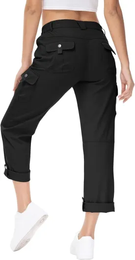 YSENTO Womens Cargo Hiking Pants with Pockets Lightweight Stretch Quick Dry Camping Travel Pants Roll Up
